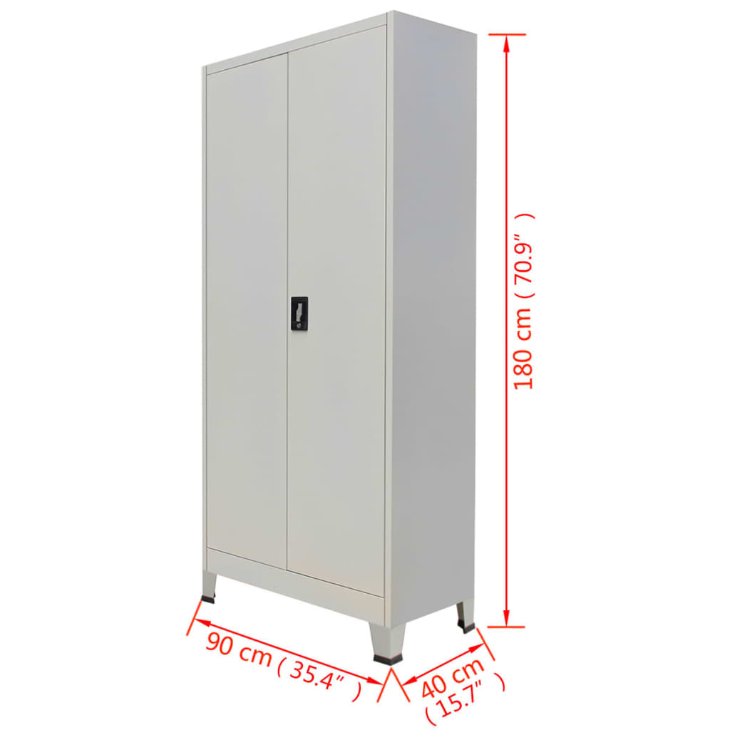 vidaXL Office Cabinet File Cabinet Filing Cabinet with 2 Doors Steel Gray