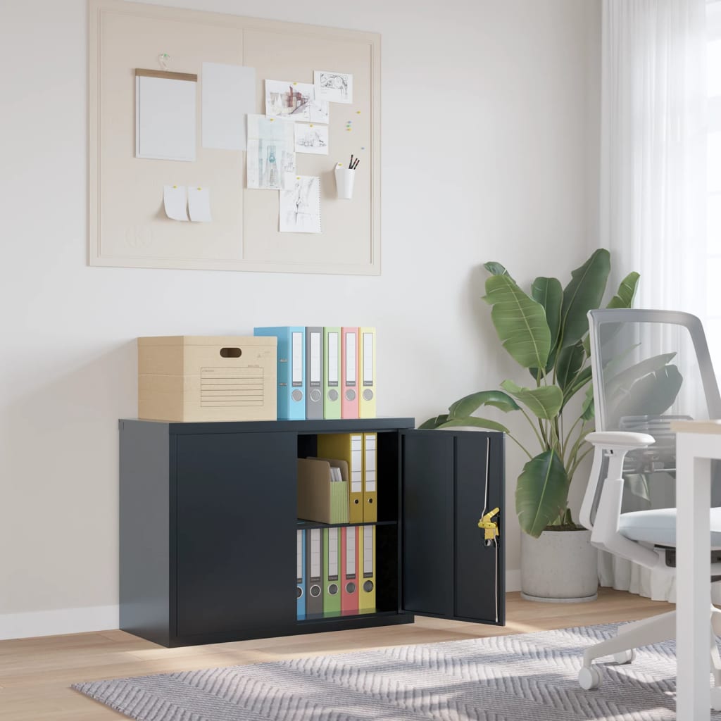 vidaXL Office Cabinet File Cabinet Storage Filing Cabinet with 2 Doors Steel