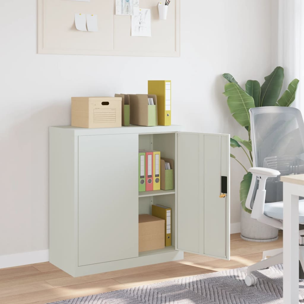 vidaXL File Cabinet Lockable Metal Storage Filing Cabinet with Doors Steel