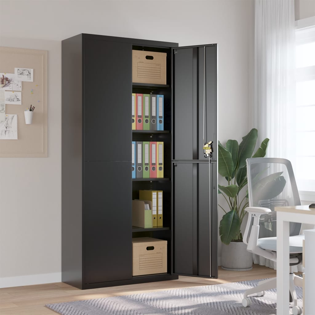 vidaXL Office Cabinet File Cabinet Storage Filing Cabinet with 2 Doors Steel