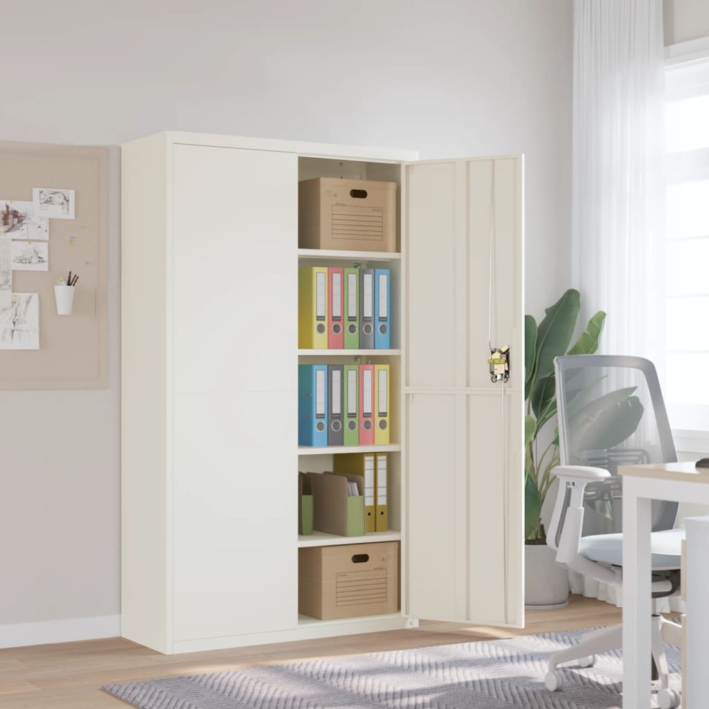 vidaXL File Cabinet Lockable Storage Unit Filing Cabinet with Doors Steel