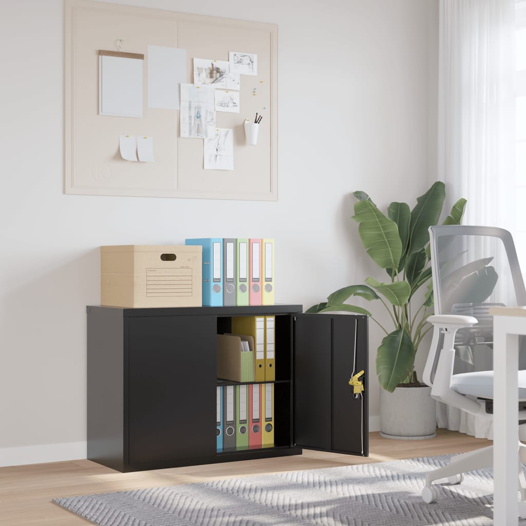 vidaXL Office Cabinet File Cabinet Storage Filing Cabinet with 2 Doors Steel