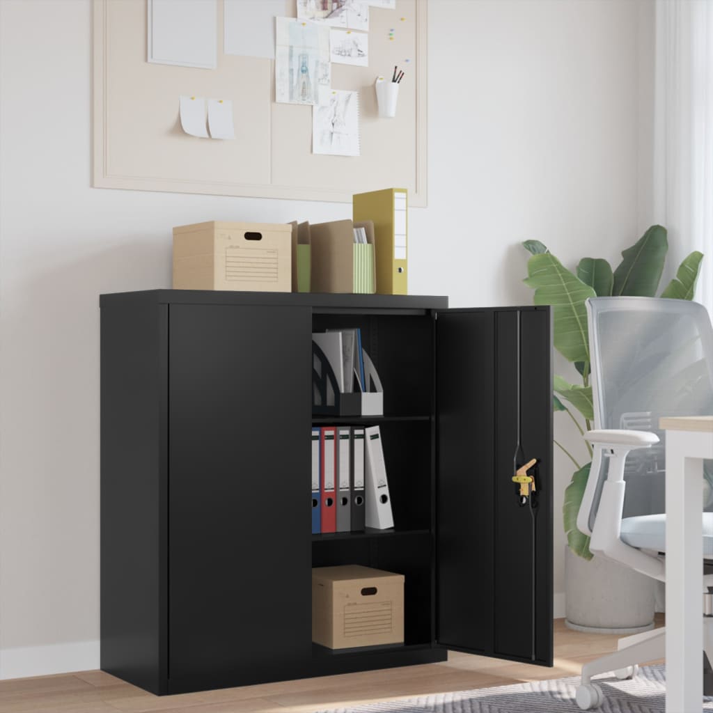 vidaXL Office Cabinet File Cabinet Storage Filing Cabinet with 2 Doors Steel