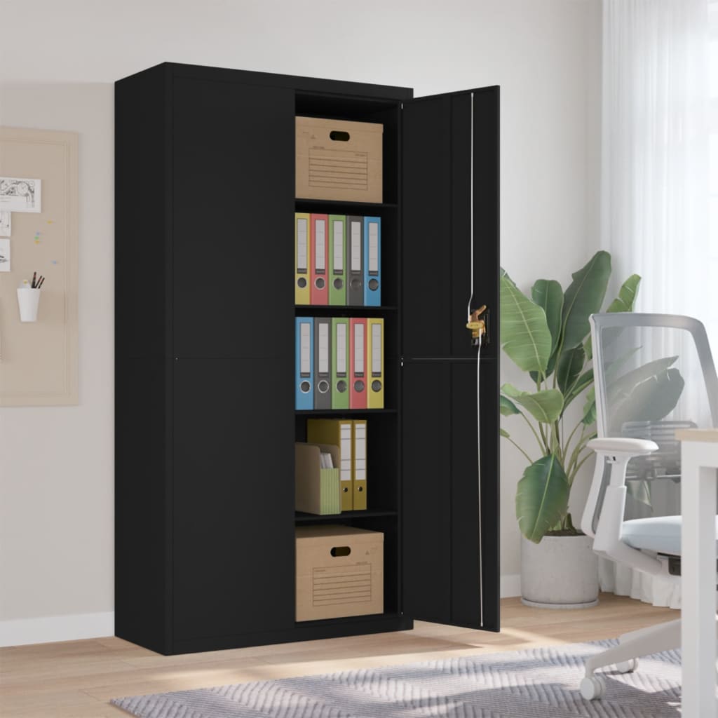 vidaXL Office Cabinet File Cabinet Storage Filing Cabinet with 2 Doors Steel