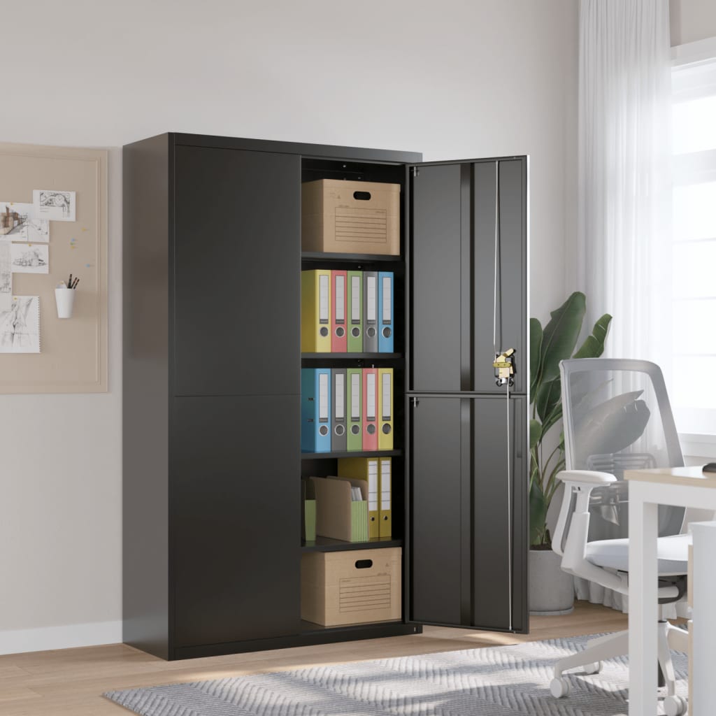vidaXL File Cabinet Lockable Storage Unit Filing Cabinet with Doors Steel