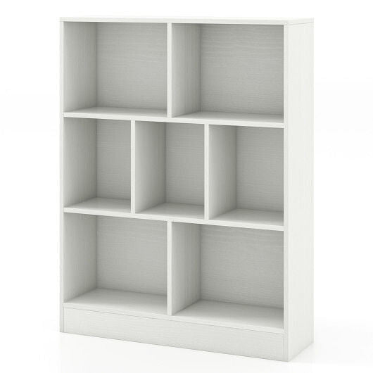 7-Section Freestanding Bookshelf for Kids Room Classroom Daycare Nursery-Natural
