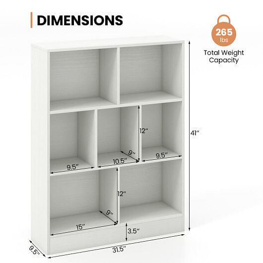 7-Section Freestanding Bookshelf for Kids Room Classroom Daycare Nursery-Natural